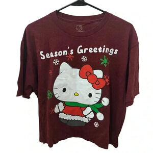 Hello Kitty Holiday Cropped Tee Shirt Size Large
